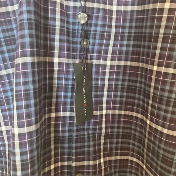 NWOT John Varvatos grid plaid checkered button down shirt - Picture 6 of 6